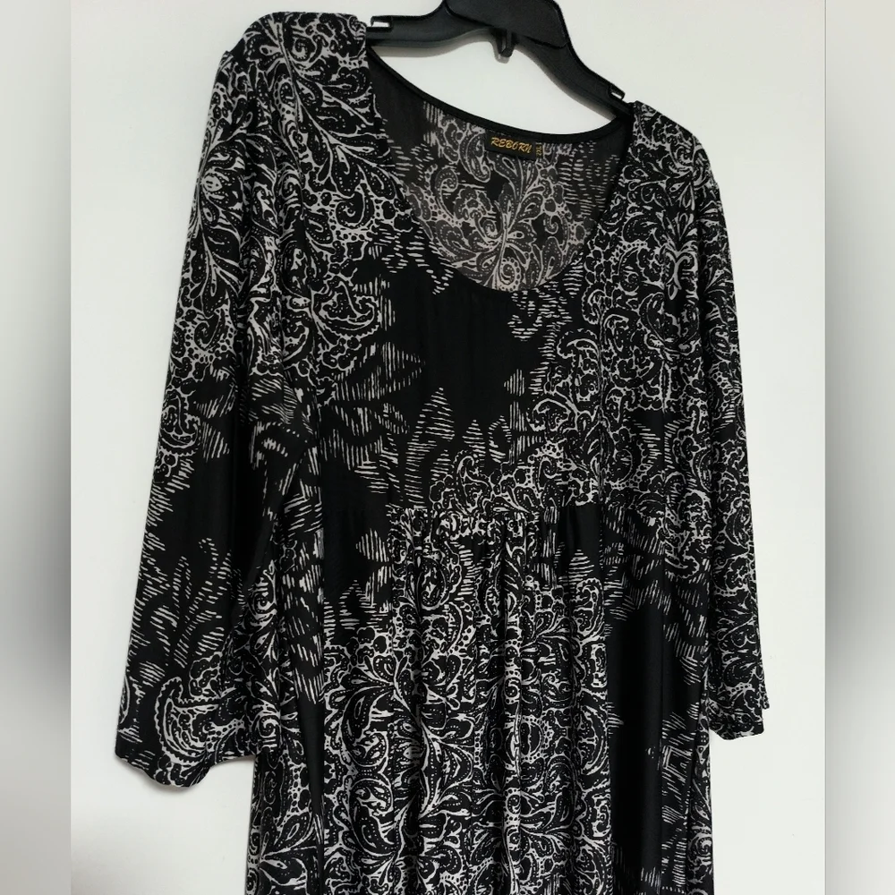 [5x$20] Black Beige Patterned Dress / 2X - Picture 2 of 7